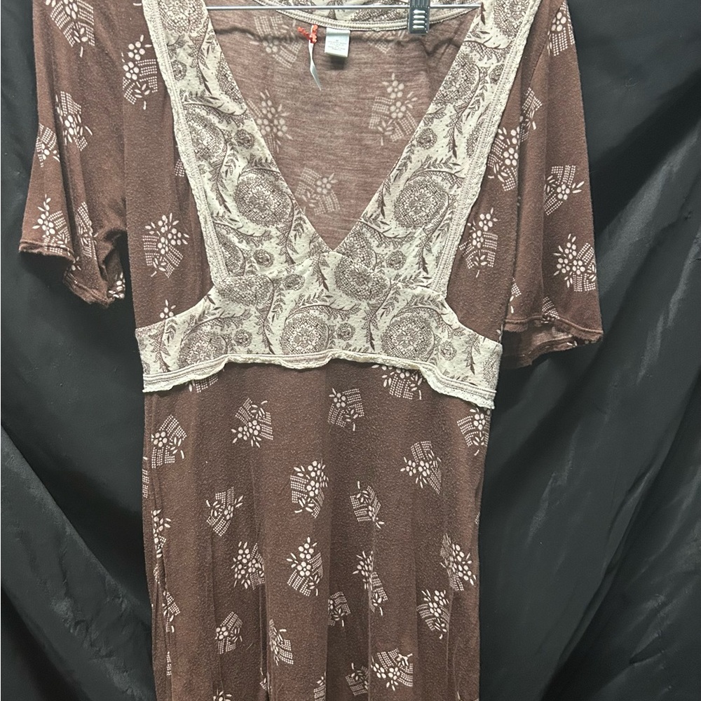 Ricrac Brown and Cream Floral Women's Blouse from Anthropologie